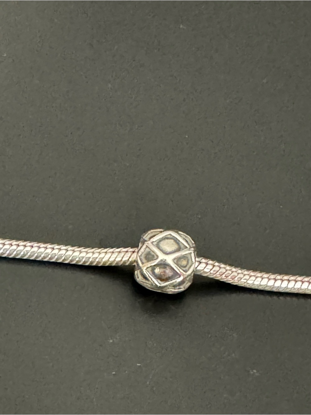 Pandora Retired 925 Sterling Silver “Web Weave-Criss Cross” Bead Charm